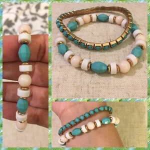 Bundle Deal on Gold White &Turquoise Bracelets